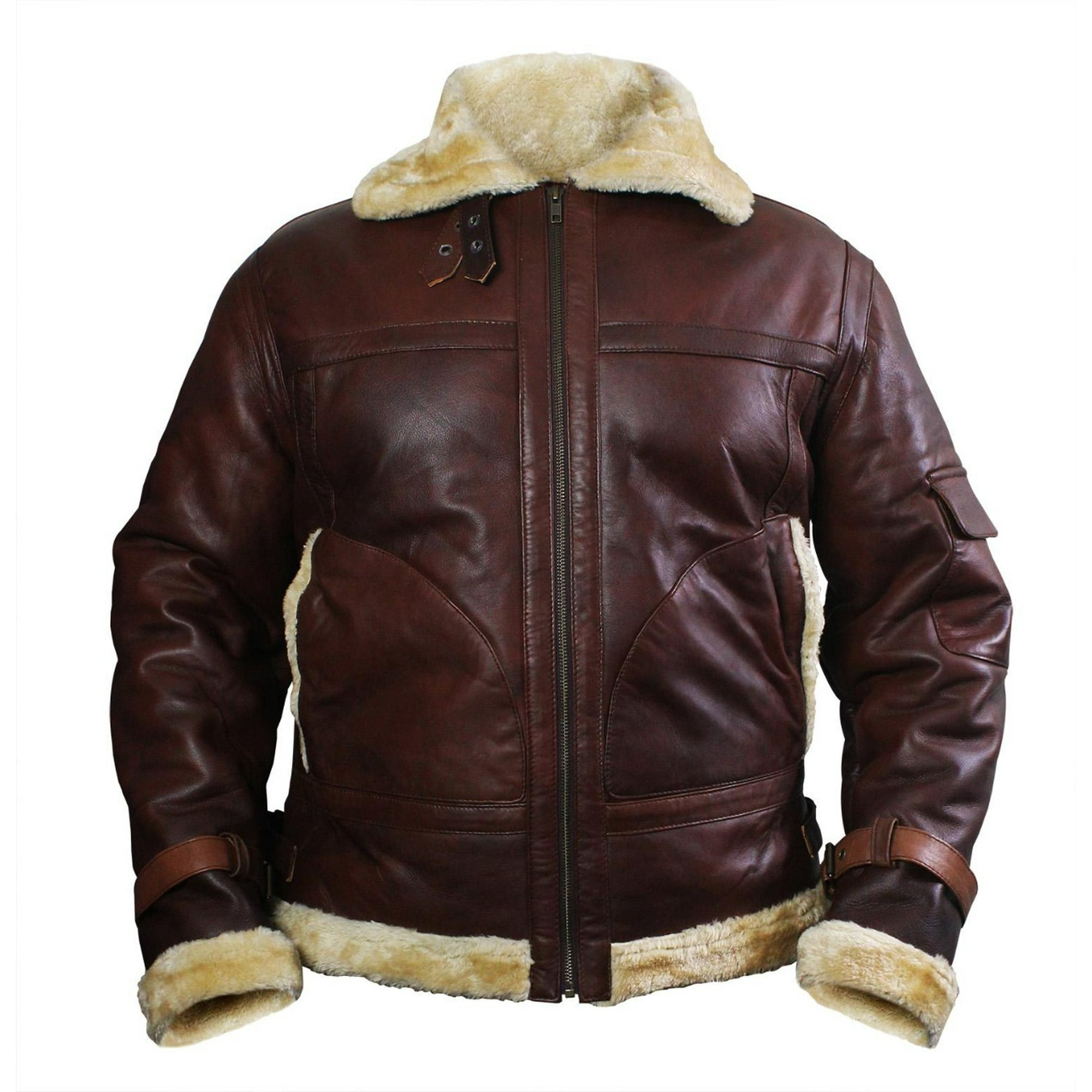 Aviator Jacket Men's Brown Jacket With Fur Collar Mens Flight - Main Image