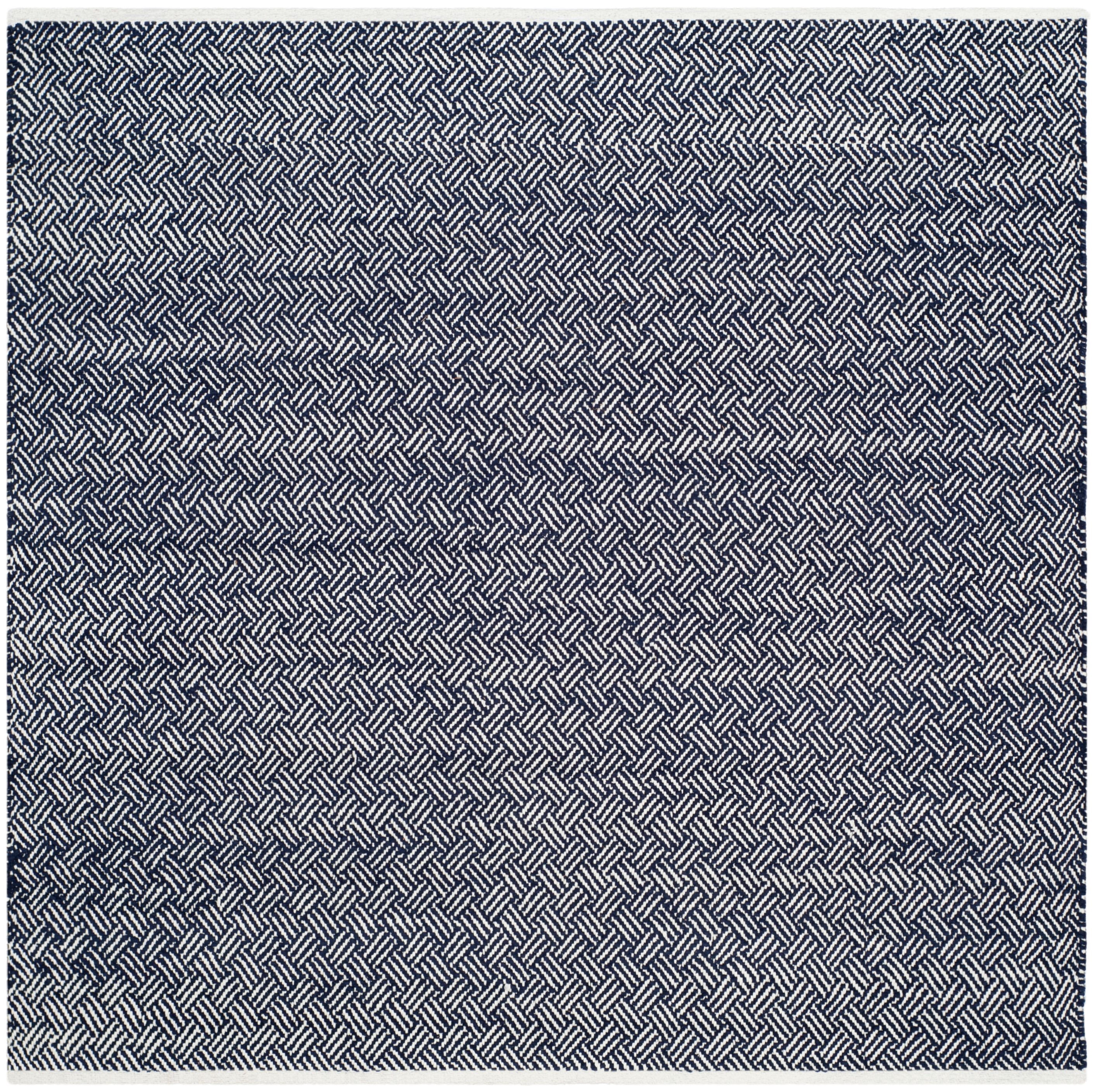 SAFAVIEH Boston Donnchad Striped Cotton Area Rug, Navy, 8' x 8' Square