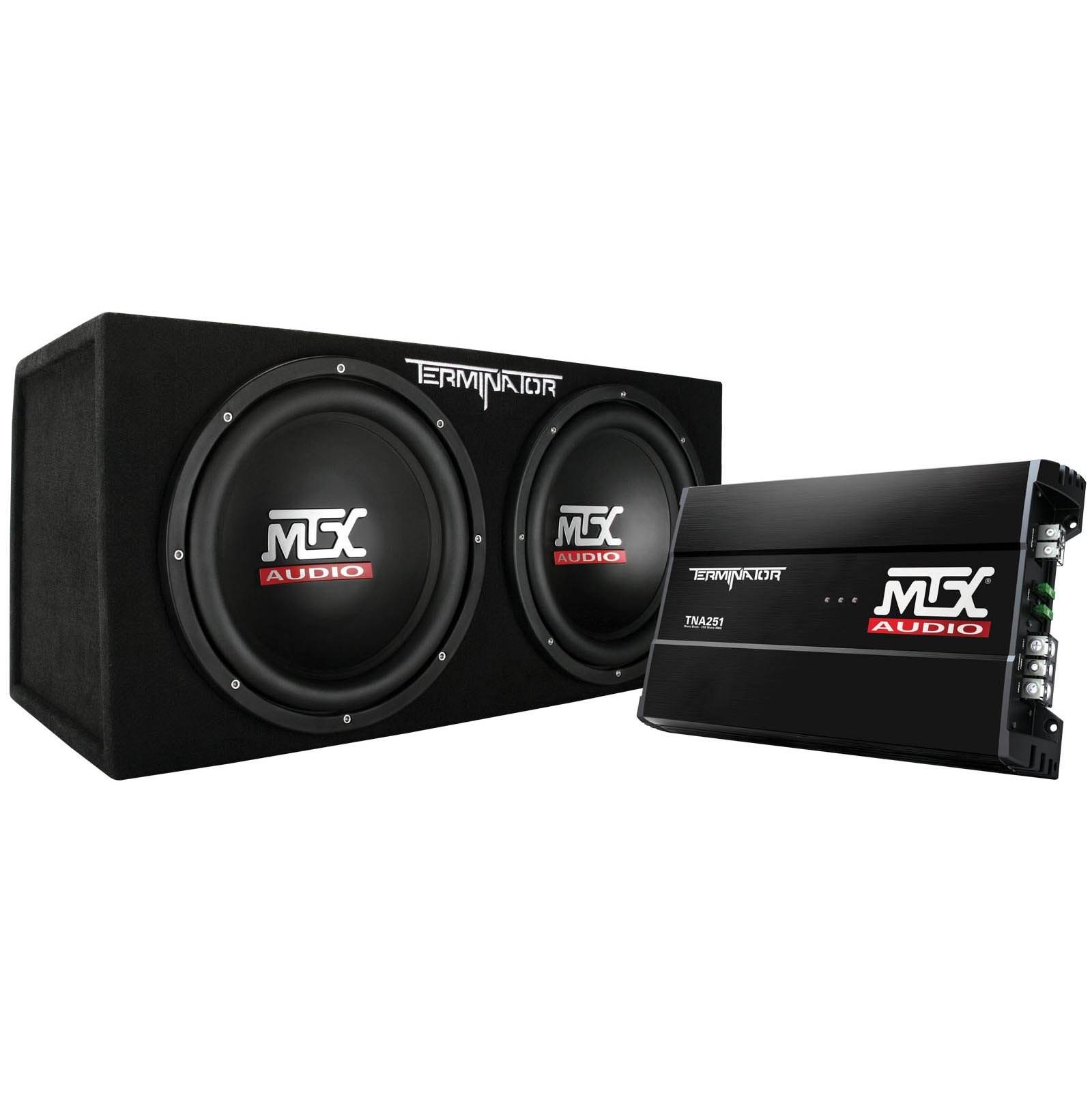 MTX 12 Inch Dual Car Subwoofer Audio, Sub Box, & Amplifier Bundle w/ Wiring Kit - image 2 of 12