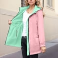 thumbnail image 2 of Windbreaker Jacket Women Outdoor Plus Size Hooded Long Sleeve Solid Color Double Sided Coat Winter Sports Casual Jacket Outerwear with Pockets, 2 of 10