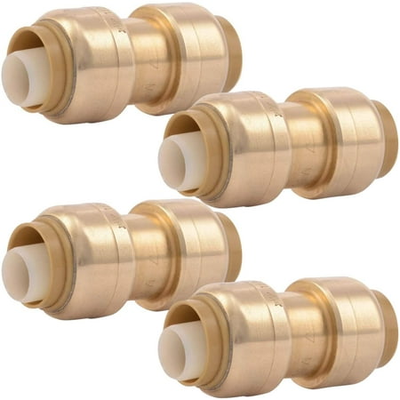 SharkBite U008LFA4 Straight Coupling Plumbing Fitting PEX Fittings Push-to-Connect Coupler PE-RT HDPE Copper CPVC 1/2 Inch Pack of 4