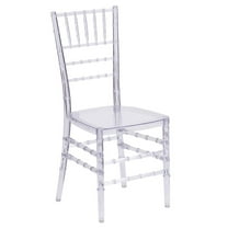 Crystal Clear Resin Chiavari Chair with FREE Vinyl Seat Cushion - Commercial Quality Stackable Resin Chiavari Banquet, Wedding Chair