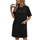 thumbnail image 1 of TaTaai Women's Solid Color Round Neck Short Sleeve Dress with Pockets Casual Fashion Comfortable Stretchy Fabric Midi Dress Soft Breathable for Spring Summer Daily Casual Wear Gift, 1 of 6