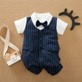 thumbnail image 3 of WIBACKER 0-18M Newborn Baby Boys Gentleman Romper Infant One Piece Short Sleeve Bowtie Outfit Formal Wear Tuxedo Suit, 3 of 8