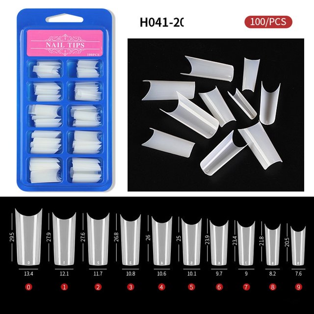 100 unids/caja de uñas postizas transparentes sin costuras, cobertura completa, puntas para uñas postizas, pegatina completa corta en forma de T para manicura de uñas Tan Jianjun unisex