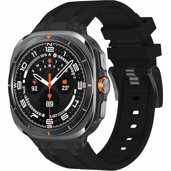 can Bands Compatible with Samsung Galaxy Watch Ultra 47mm(2025/2024) for Men, Liquid Silicone Rugged Band for Samsung Galaxy Watch Ultra Sport Strap with Stainless Steel Adapter
