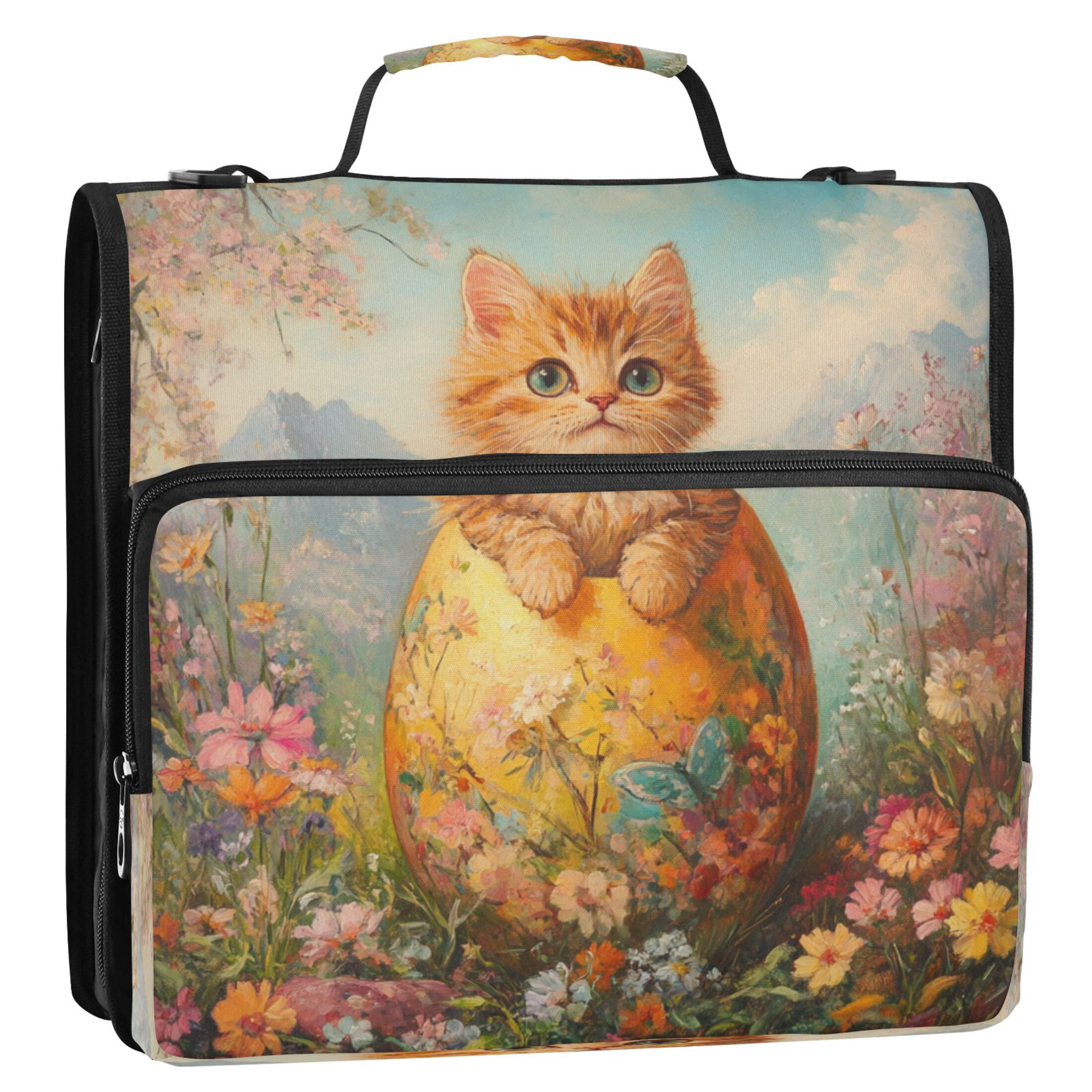 YAZAOO Zipper Binder trapper keeper Documents Organized Design Whiskered Wonder in Bloom Printed