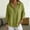 Green, variant on Women's Notch V Collar 3/4 Sleeve Linen Blouse, Half Snap Button Front Curved Hem Spring Casual Shirt Green XXL