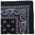 thumbnail image 1 of Bandana Double Face en Coton 100 % Paisley - 22 Pouces (Noir et Rouge), 1 of 2