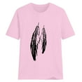 thumbnail image 5 of Ayolanni Casual Summer Women Blouses Short Sleeve Tunic Feather Print Scoop Neck Blouse Oversized Daily Shirts Womens Spring Tops Pink XXL, 5 of 5