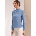 thumbnail image 4 of Blusa elegante de manga larga para oficina y trabajo con cuello levantado para mujer Gris Azulado XS, 4 of 4