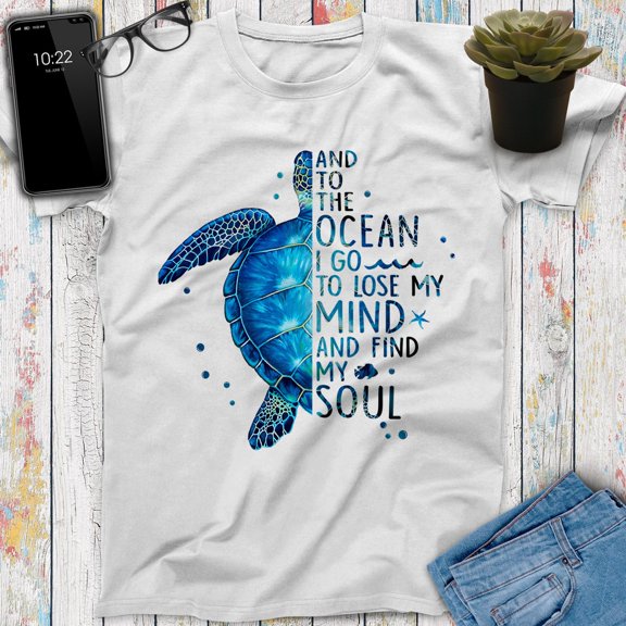 To The Ocean I Go To Loss My Mind And Find My Soul Turtle Shirt, Cute Turtle Gift, Sea Turtle Art Vacation Shirt, Turtle Gifts, Turtle Print