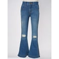 thumbnail image 3 of CHICTRY Kids Girls Casual Denim Pants Flared Jeans Juniors Ripped Ruffled Bell Bottoms Long Pants Blue 10, 3 of 7
