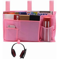 PandaTop Bedside Caddy Hanging Organizer, Bunk Bed Organizer,Bed Caddy with Pockets ,Bedside Pocket Hanging Storage Caddy Bag for Dorm Hospital Bed College Dorm(Pink)