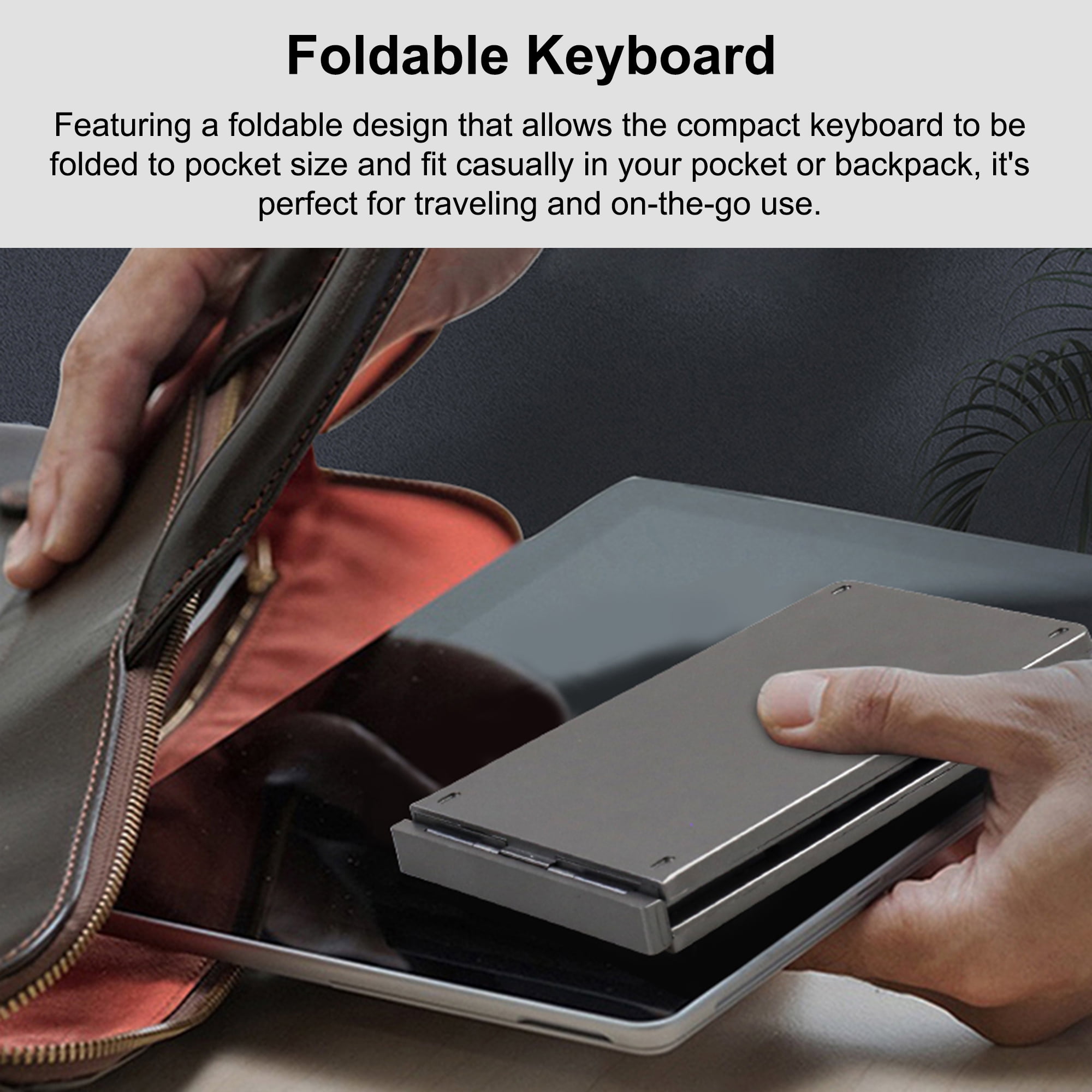 Dpisuuk Foldable Bluetooth Keyboard Portable Ultra Slim Multi Device Wireless Keyboard 66 Keys Pocket Size Rechargeable Keyboard Cordless Keyboard for Laptop Tablet PC (Black)