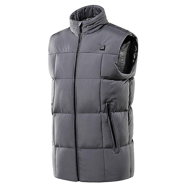 Chaleco calefaccionado para hombre con capucha desmontable, 9 zonas de calor, chaleco de caza calefaccionado para caza y esquí al aire libre en invierno, sin batería (3XL rojo) XL, gris