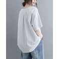 thumbnail image 3 of Women's Summer Casual Short Sleeved Solid V-Neck Pullover T-Shirt GA2279 White, 3 of 5