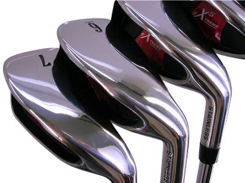 Extreme X5 Wide Sole iBRID Iron Set +1 inch Over Big & Tall Men's Complete 8-Piece Iron Set (4-SW) Right Handed Regular Flex R Flex Club (Tall 6'0"+ / +1" Over) with Midsize Black Pro Velvet Grips