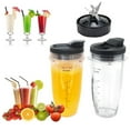 thumbnail image 2 of TFixol Kitchen Small Tools Blender Replacement Parts Fit for Ninja, 24oz Cup with 7 Fins Blades & Seal Lid Fit for Nutri Ninja BL480 BL482 BL642 NN102 BL682 (2 cups, 2 lids, 1 base), 2 of 10