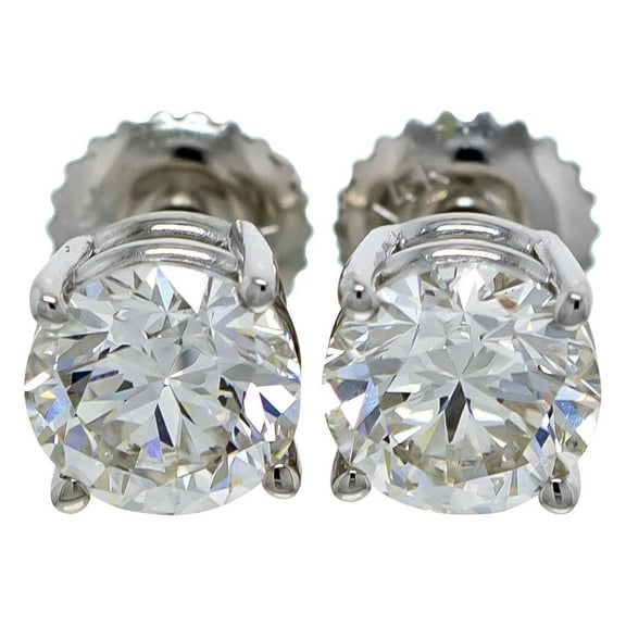 New World Diamonds IGI Certified 1.50 Ct Lab Grown Diamond Stud Earrings 14k White Gold I-J VS2-SI1