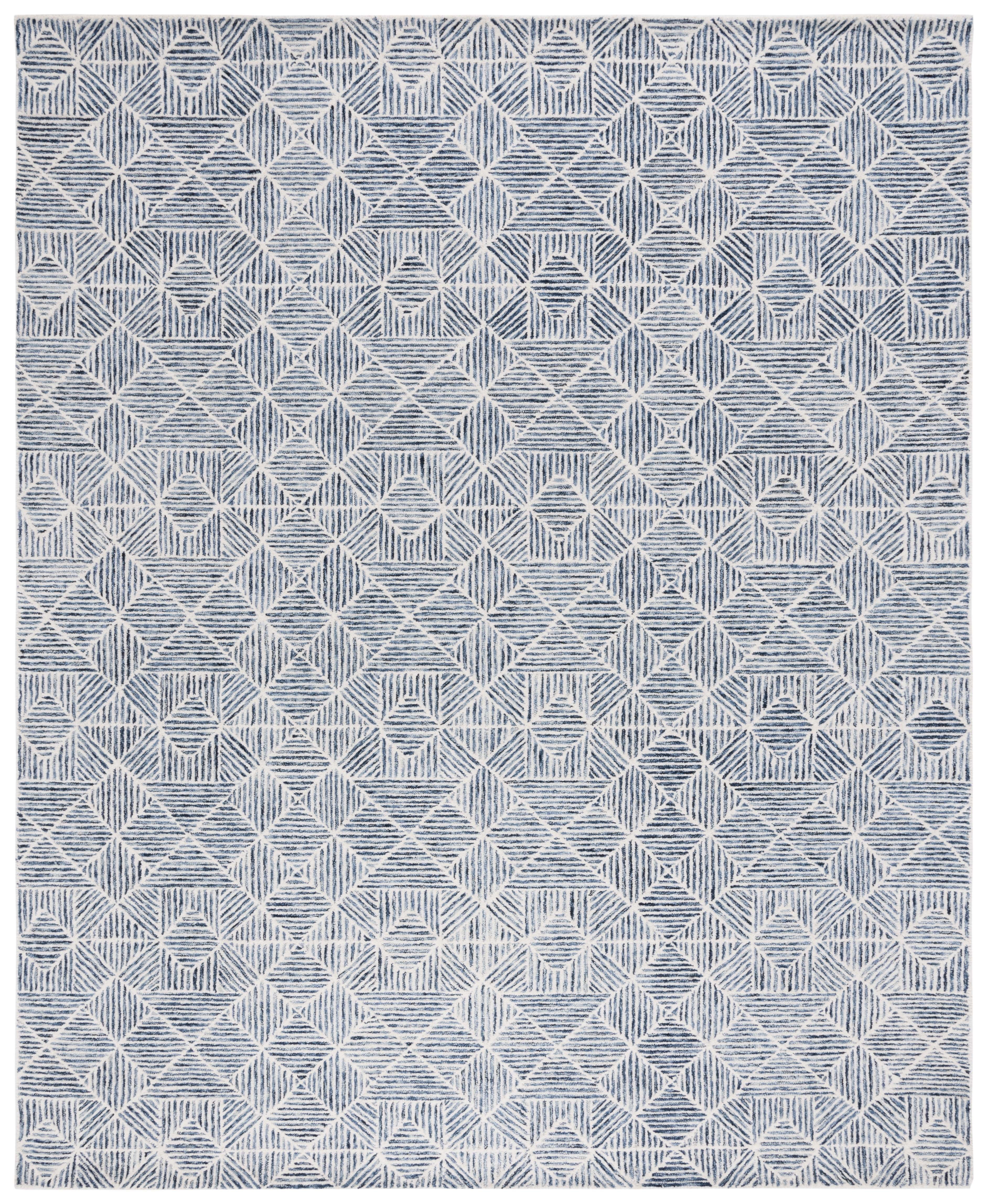 SAFAVIEH Abstract Brock Geometric Area Rug, Blue/Ivory, 8' x 10'