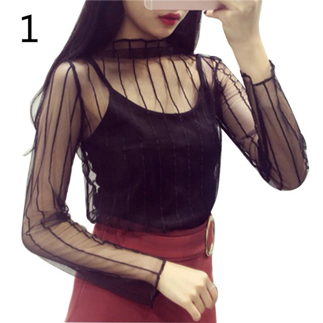 Camiseta De malla Transparente De moda Para mujer con Base De estrella/colores Para discotecapangjing