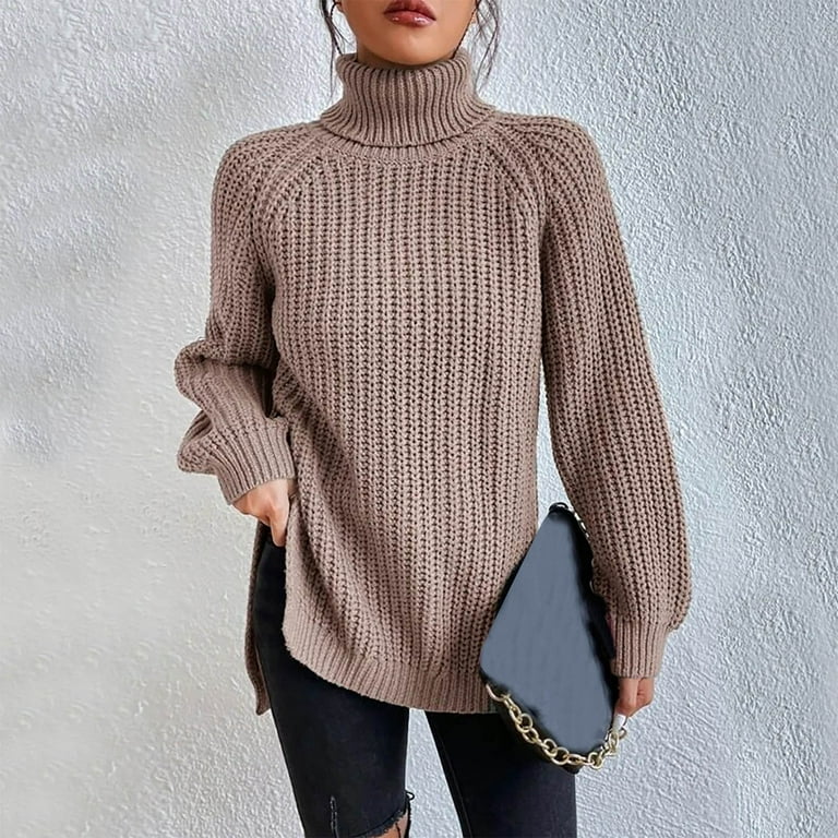 Odbmxy Womens Oversized Sweater High Neck Pullover Long Sleeve