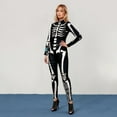 thumbnail image 2 of CONFREE Halloween Skeleton Bodysuit Gothic Dress Up Slim Fit Print Full Body Jumpsuit For Women Men, 2 of 4