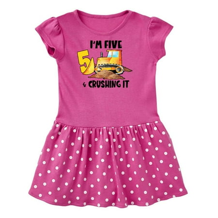 

Inktastic I m 5 and Crushing It Construction 5th Birthday Gift Toddler Girl Dress