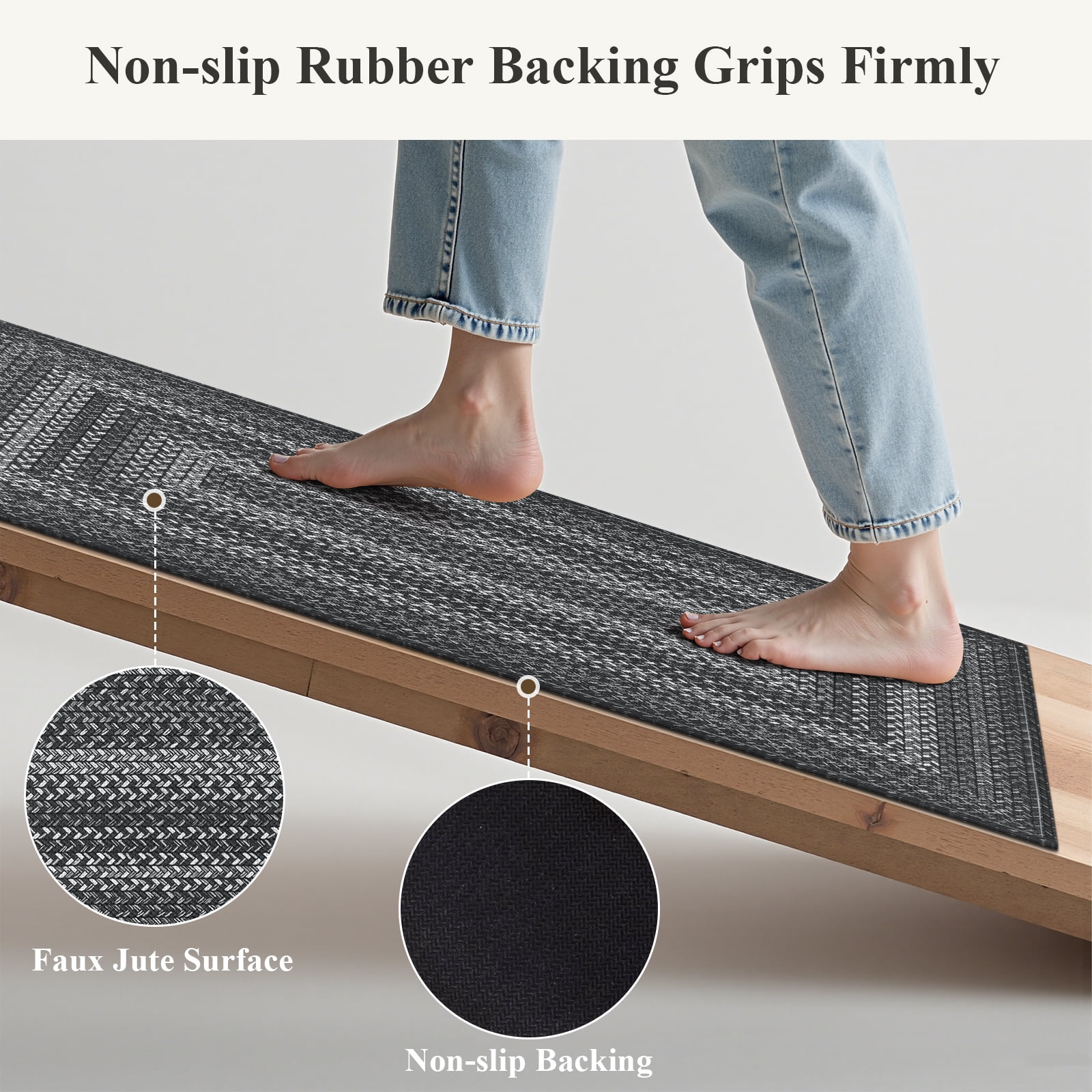 Enyhom Front Door Mat 32" x 48" Heavy Duty Durable Welcome Mat for Outdoor Indoor, Dirt Trapper Doormat ,Light Gray