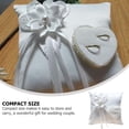 thumbnail image 4 of Almohada para Anillo de Bodas, Doble corazón Hueco Satén Encaje Perla Marfil Anillo de Bodas Cojín para Portador de Anillo Ceremonia romántica de Fiesta de Boda en la Playa, Blanco, 4 of 8