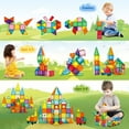 thumbnail image 2 of 100 Pcs Magnetic Tiles Building Blocks with 2 Cars, STEM Toys 3D Building Sets Gifts for Boys and Girls, 2 of 9