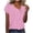 Pink, variant on ​Elegant Polka Dot Women's Blouses for Summer​ - V-Neck Short Sleeve with Button Accents & Lightweight Fabric