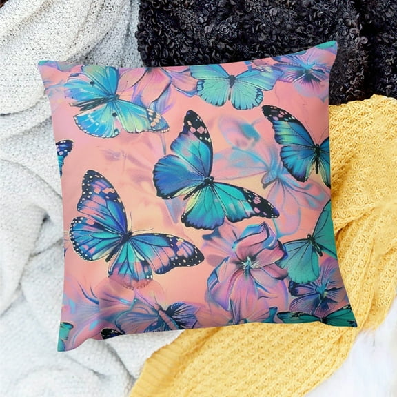 YILUYINQING Throw Pillow Cover Butterflies Annabel Kidston Intricate Detail Farmhouse Decor for Home Sofa Couch - Set of 1 Linen Pillowcase 18x18in