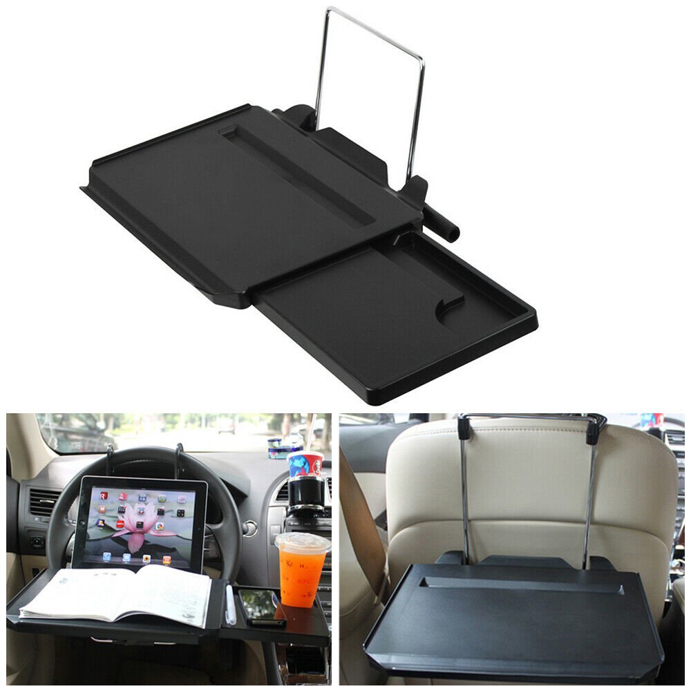 Portable Car Desk Steering Wheel Stand Mount Back Seat Food Holder Folding Tray