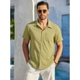 thumbnail image 3 of HAOMEILI Men's Casual Button Down Shirts Short Sleeve Textured Summer Beach Shirt with Pocket, 3 of 6