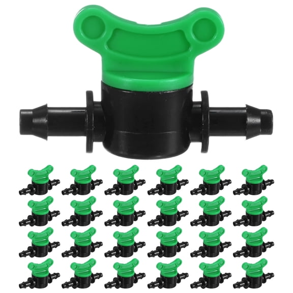 Uxcell 25-Pack Drip Irrigation Shut Off Valves, 1/4 Inch Barbed Flow Control Valves for Drip Tubing [Green/Black]