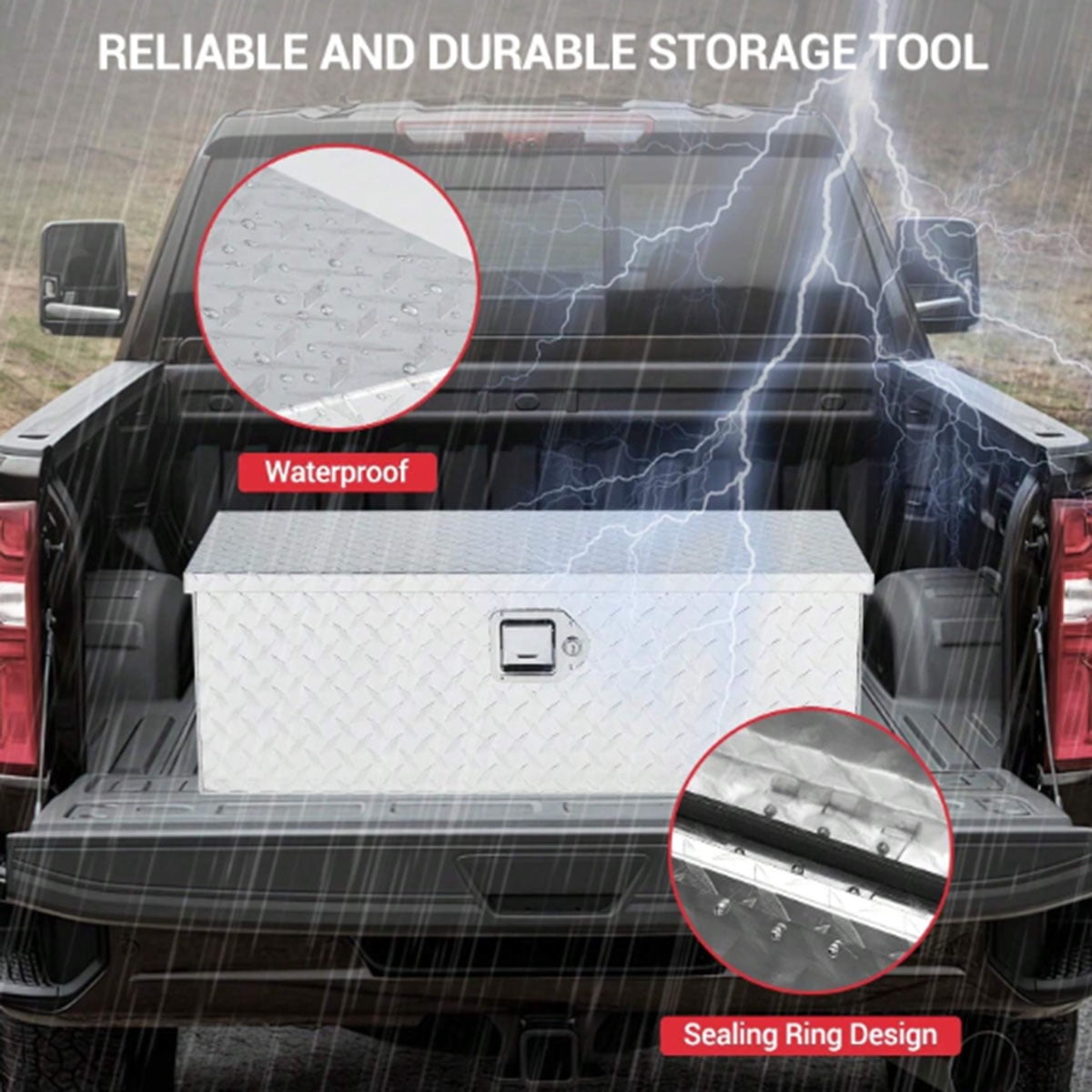 Danolapsi 30 Inch Aluminum Truck Tool Box, Truck Bed Storage Box With Security Lock And Wider Handles, Heavy Duty Waterproof Tool Box Organizer Chest For Pick Up Truck Rv Trailer