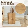 thumbnail image 4 of Round Cylindrical Coffee Table, 11.8" Diameter x 15.7" Height Wooden Side Table, Minimalist Wood Grain Accent Table for Living Room, Bedroom or Office, No Assembly, 4 of 6