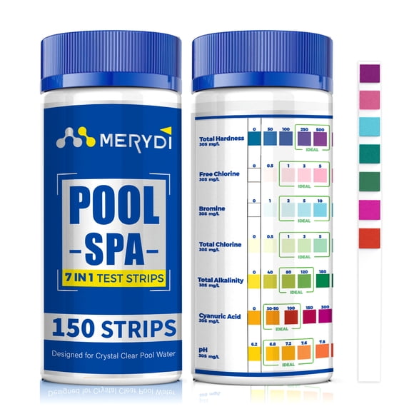 Pool and Hot Tub Water Test Strips 7-Way Testing 150 Strips