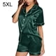 thumbnail image 1 of Sonducket Pijama de satén Selfieee para mujer, ropa de dormir de manga corta, ropa de dormir con botones suaves, conjunto de pantalones cortos 30207 Pijama Verde 5XL Sonducket AP002003-26, 1 of 6