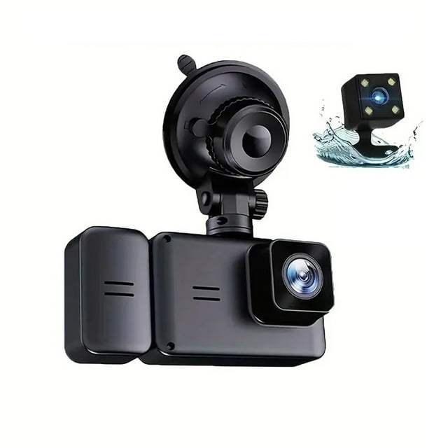 TFixol Triple Lens 1080P Car DVR with Night Vision, Parking Monitor, and WIFI Connectivity - Black (No Memory Card Included)