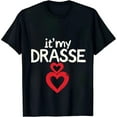thumbnail image 2 of Men's Cotton Short Sleeve T-Shirt - " It ' s My DRASSE " Graphic Tee with Overlapping Red and White Hearts - Casual Style, 2 of 6
