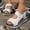White, variant on Sandals for Women 2025, Xunlbb Fashion Women Casual Round Head Sandals Comfy Beach Casual Shoes(Black,Size:36)