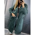 thumbnail image 4 of Fashion Sweatshirts Comfortable Full Zip Up Hoodie Womens Long Fleece Sweatshirt with Pockets Dark Green 5XL, 4 of 7