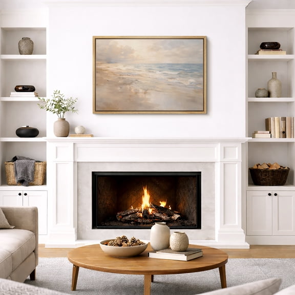 Framed Canvas Print Beach Wall Art Coastal Decorative for Living Room Bedroom - 16"x24" NATURAL