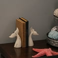 thumbnail image 4 of Zeckos White Cast Iron Whale Tail Bookends Home Decor Set of 2, 4 of 10