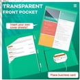 thumbnail image 3 of 48 Pcs Plastic Folder with Clear Front Pocket and 3 Prongs Heavy Duty Plastic Folders with Card Slot Pocket Folders with Prongs for School Office Home(Green), 3 of 7