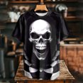thumbnail image 4 of Yopmin Skull Shirts for Men Crewneck Graphic Short Sleeve T-Shirt Gothic Skull Print Tops for Daily Wear Themed Party, 4 of 7