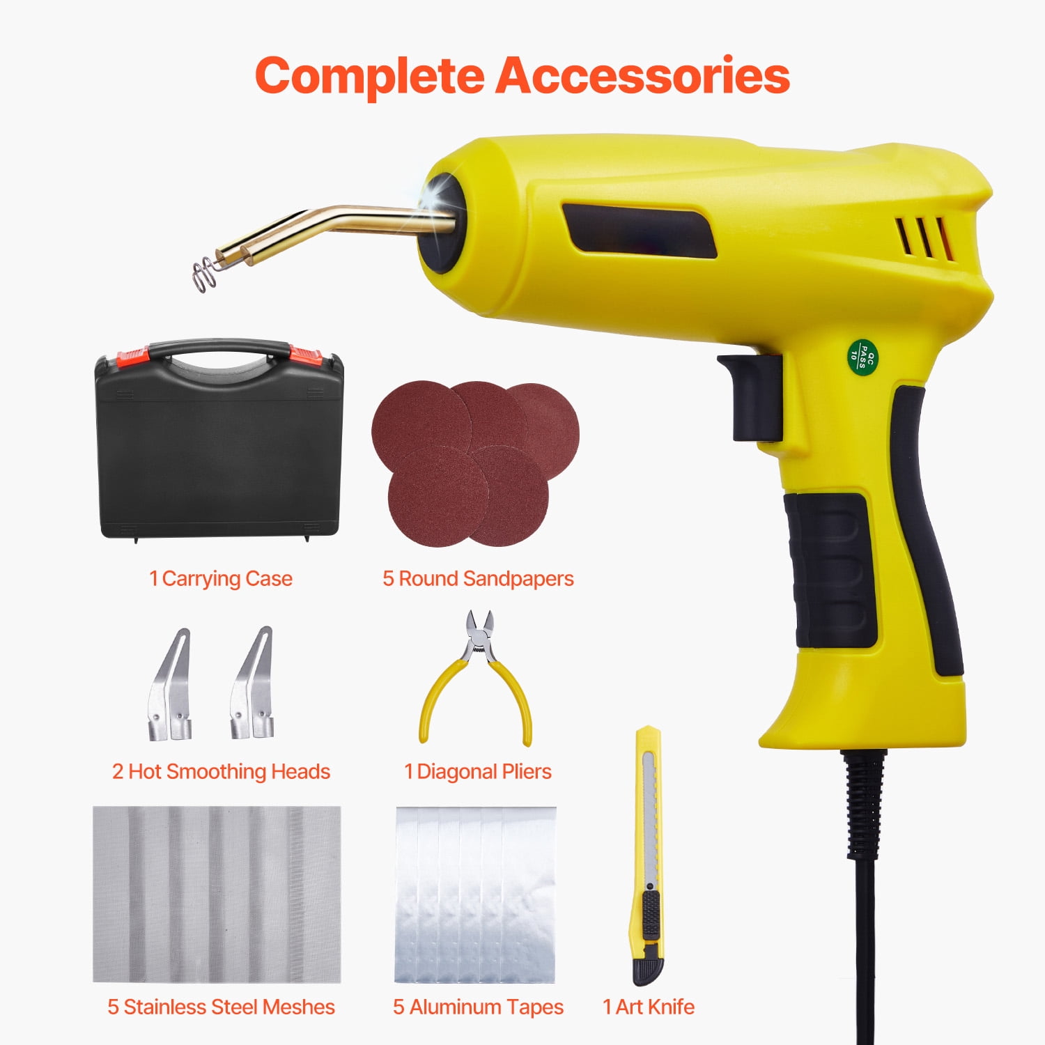 KFFKFF Polymer Fusion Set, 220W Polymer Fusion Tool with 800 Hot Fasteners & 56 Fusion Bars, Expert Hot Fastener Fusion Tool with LED Illumination, Portable Container for Canoe, Playthings